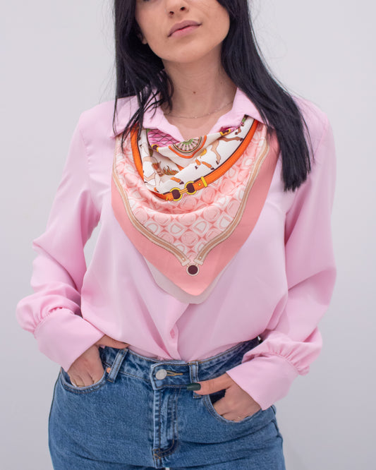 Camicia con Foulard decorativo Rosa