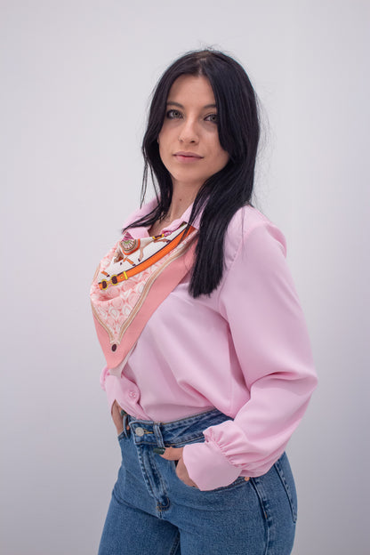 Camicia con Foulard decorativo Rosa