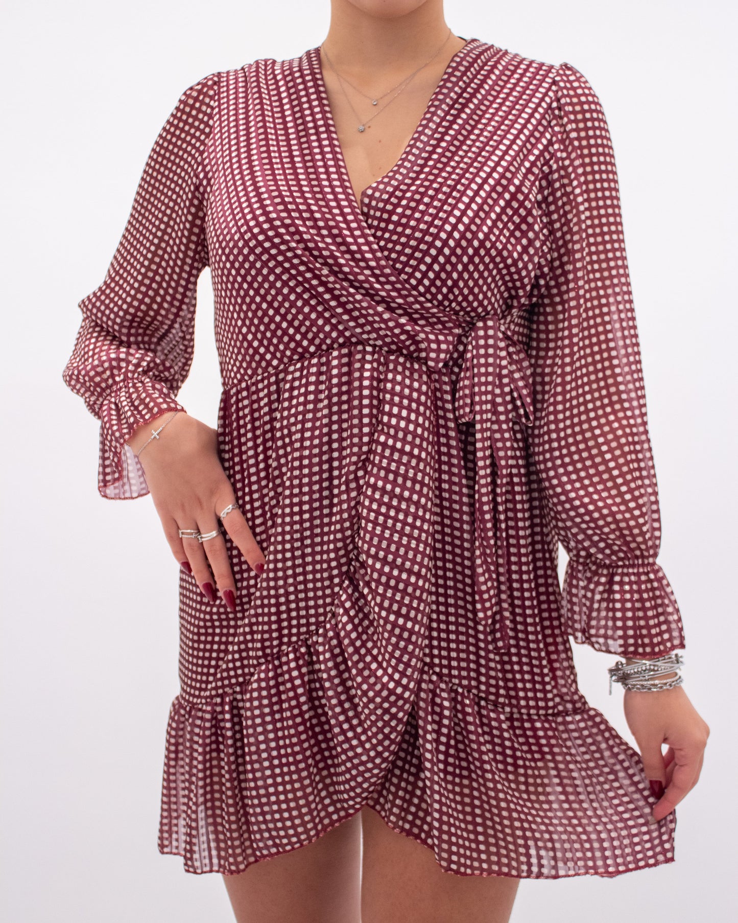 Abito micro fantasia Bordeaux