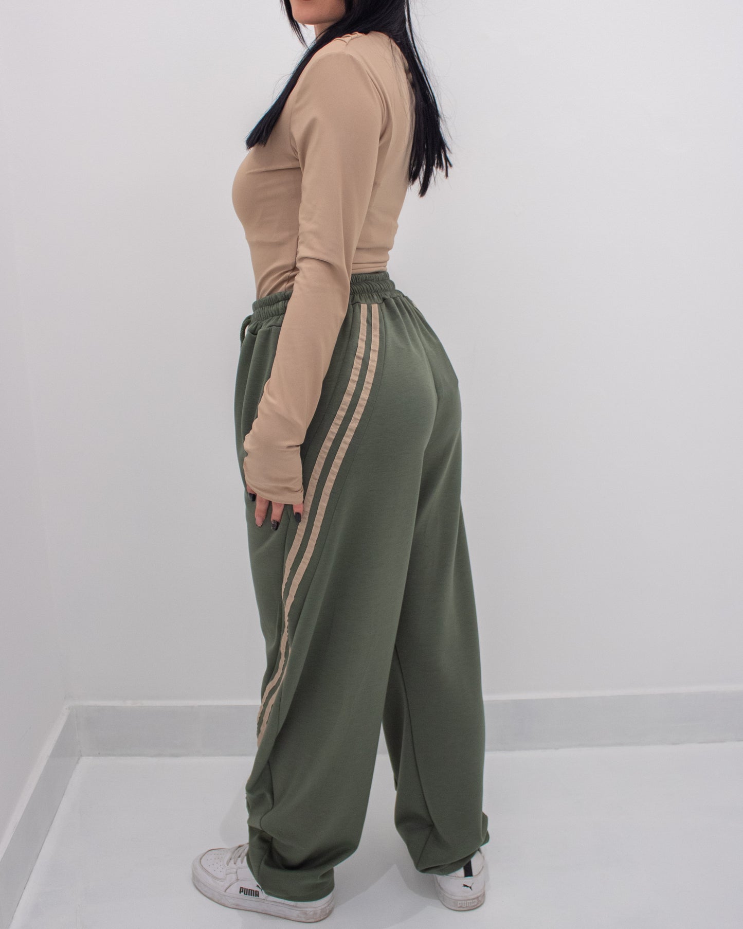 Pantalone Jogger con banda laterale Verde