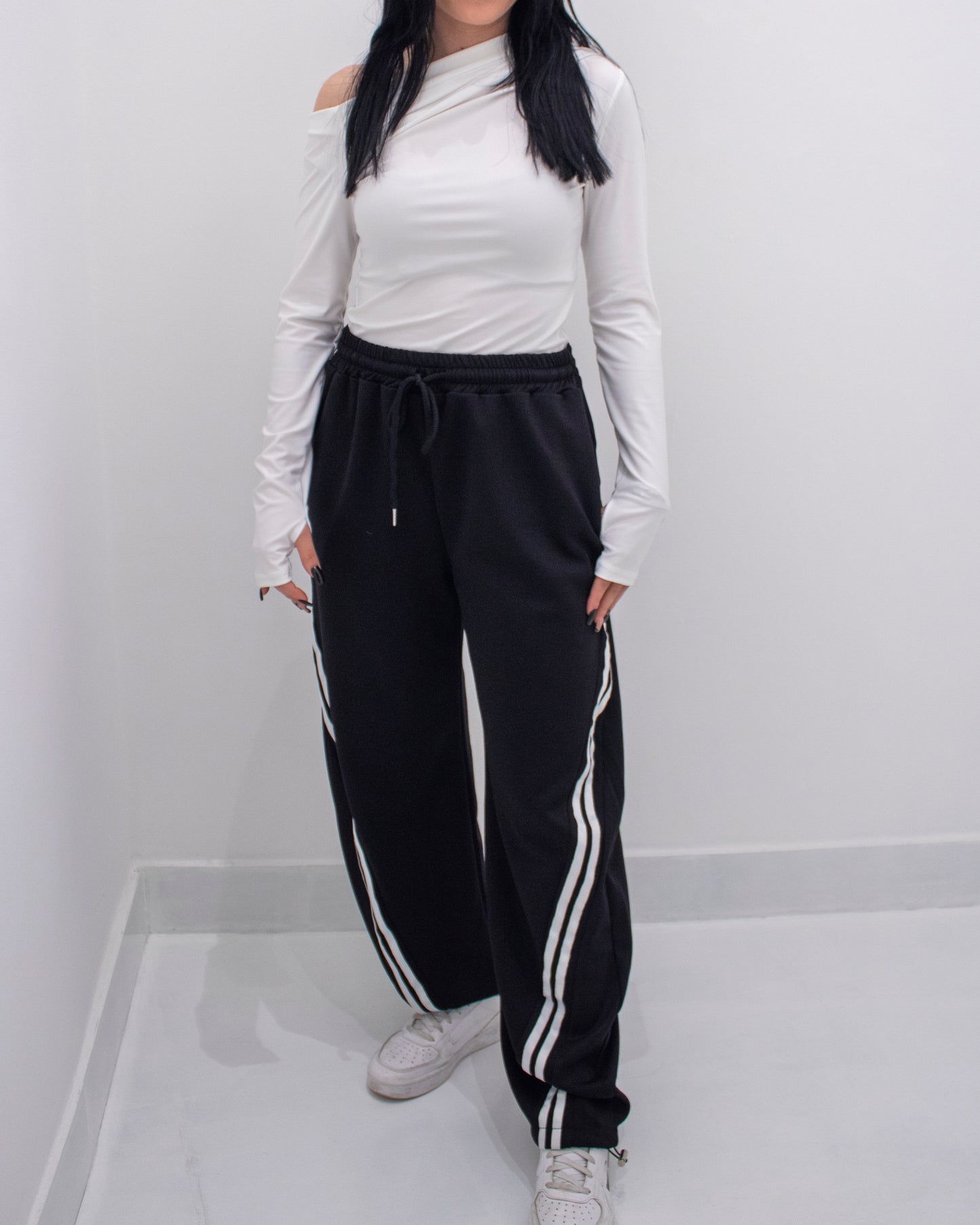 Body monospalla Drappeggiato Bianco