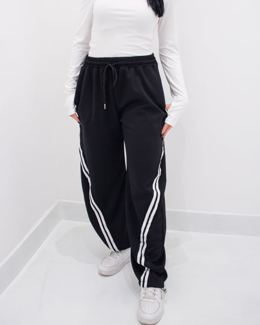 Pantalone Jogger con banda laterale Nero