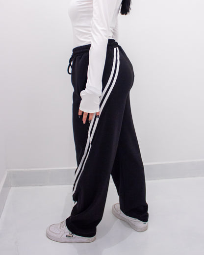 Pantalone Jogger con banda laterale Nero