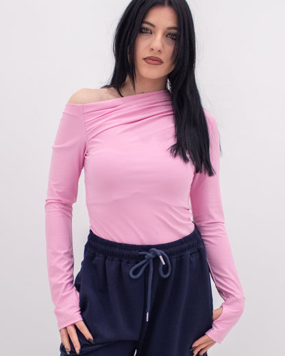 Body monospalla Drappeggiato Rosa