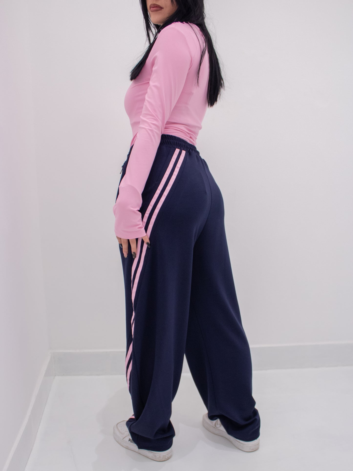 Pantalone Jogger con banda laterale Blu