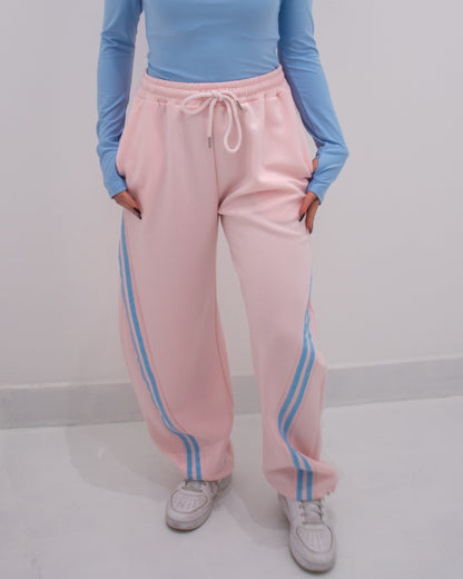 Pantalone Jogger con banda laterale Rosa