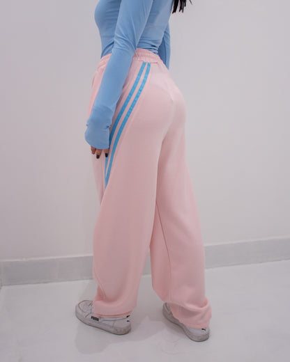 Pantalone Jogger con banda laterale Rosa
