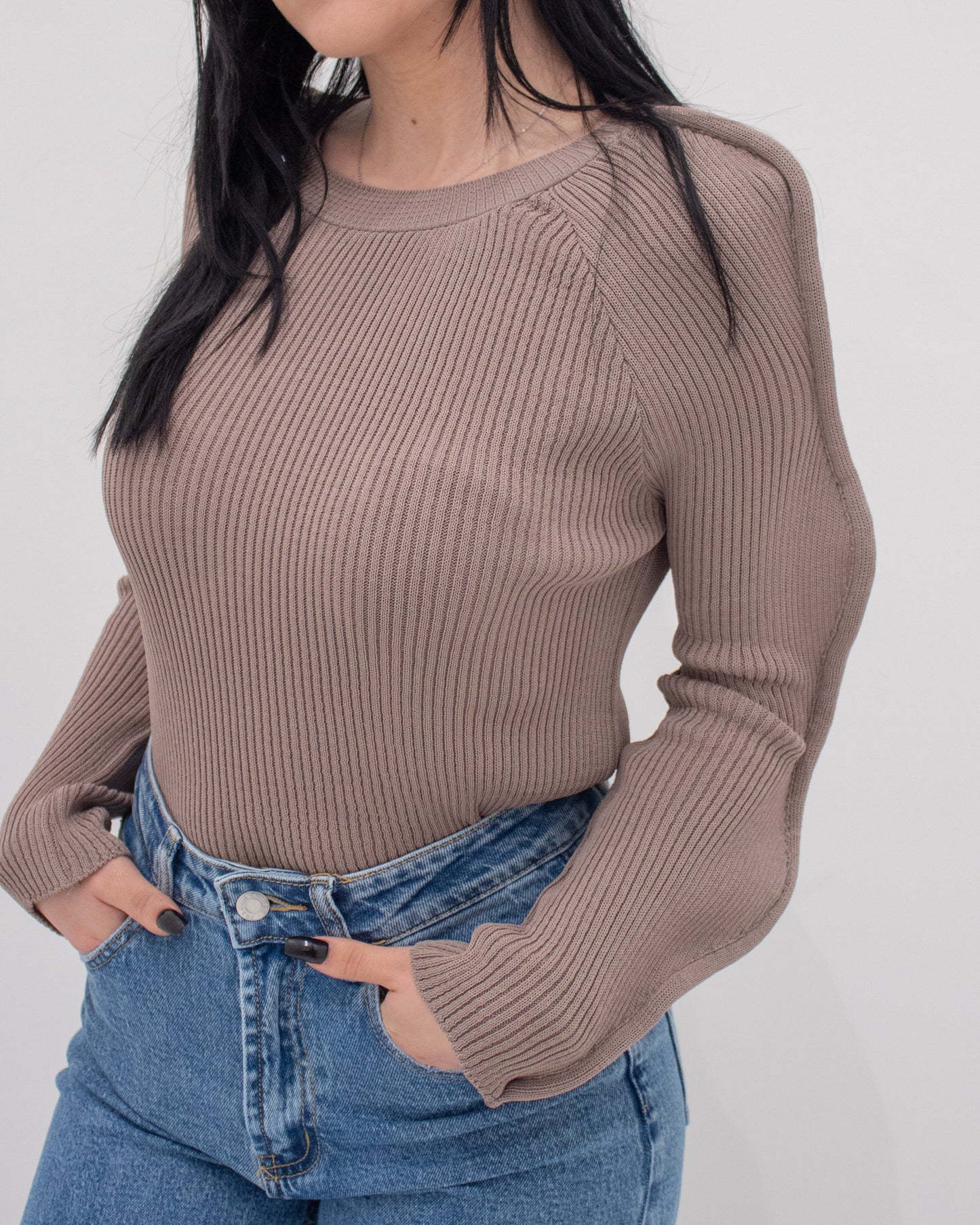Maglia Shape a Costine Tortora