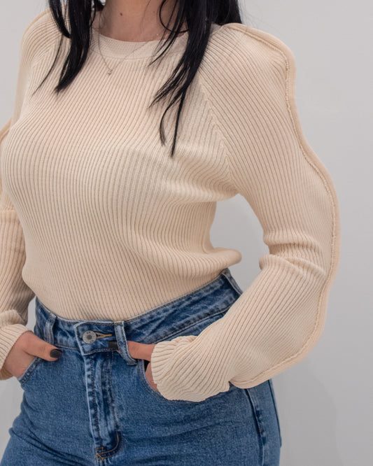 Maglia Shape a Costine Beige