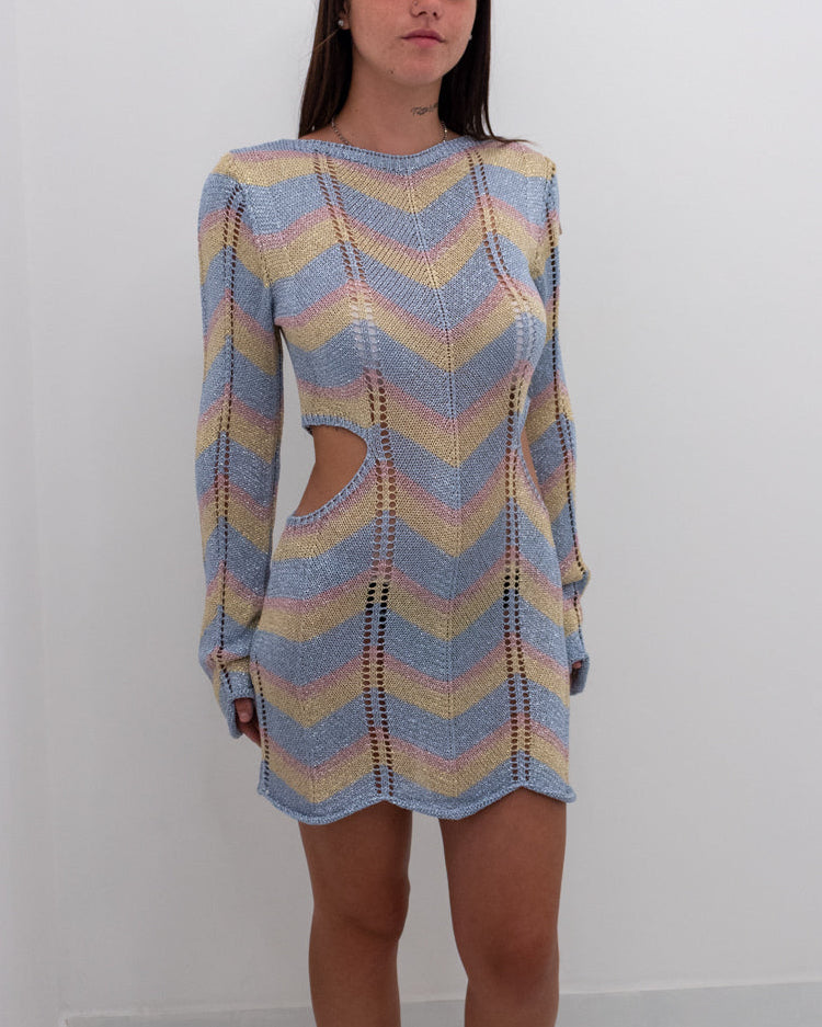 Abito in maglia lurex Celeste