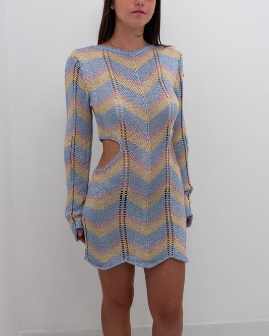 Abito in maglia lurex Celeste