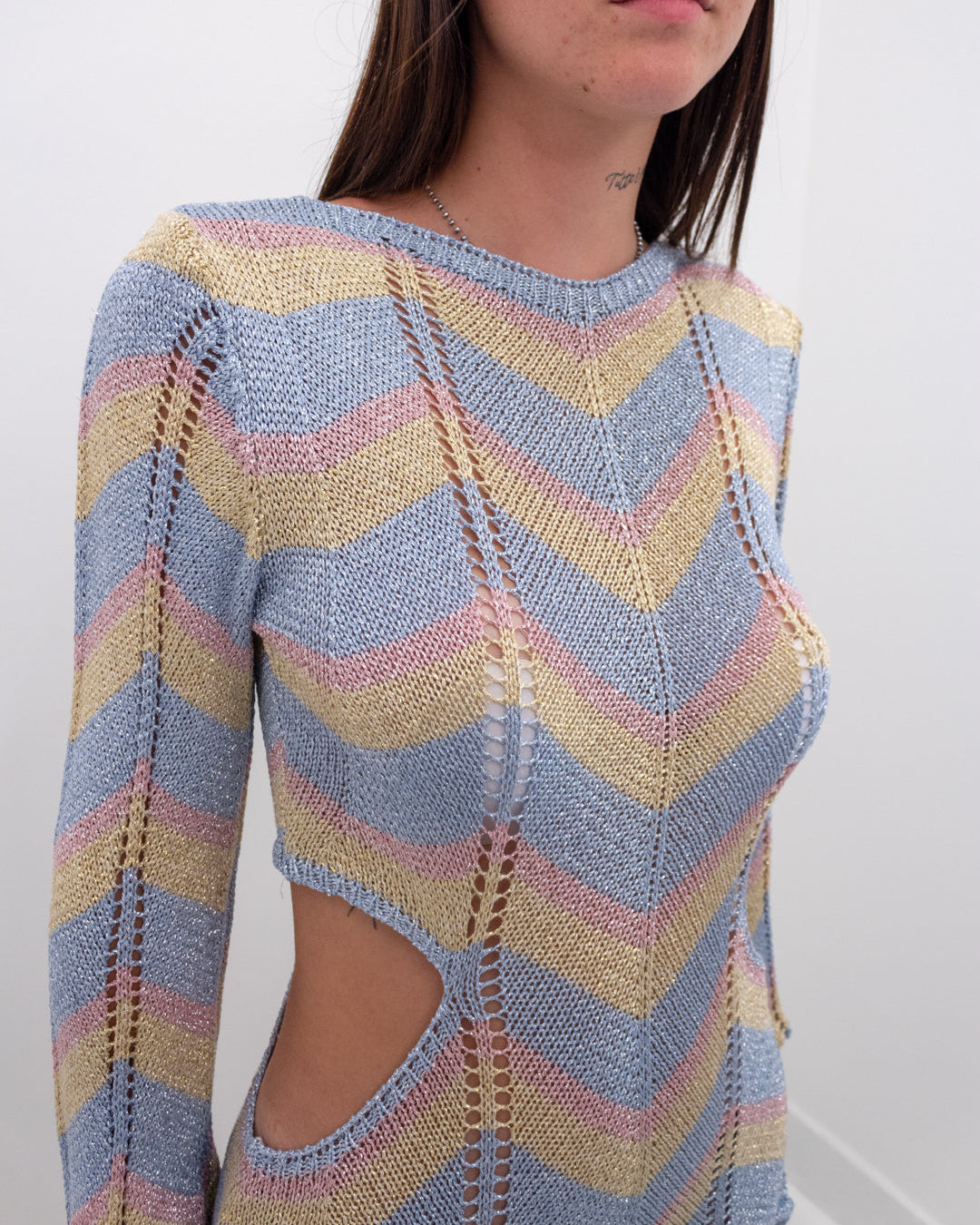 Abito in maglia lurex Celeste