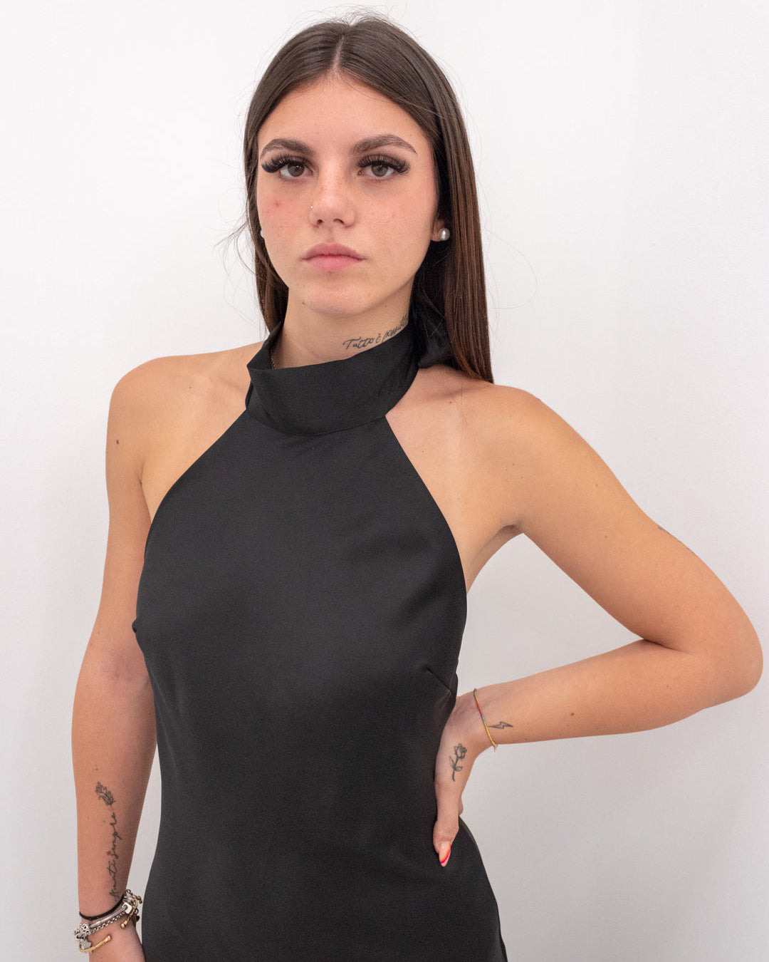 Abito Satin Grace Nero